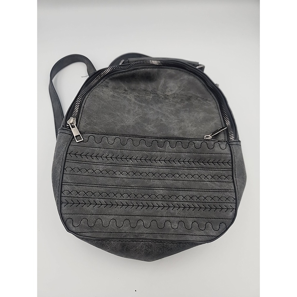 Gray Mini Backpack Purse Faux Leather